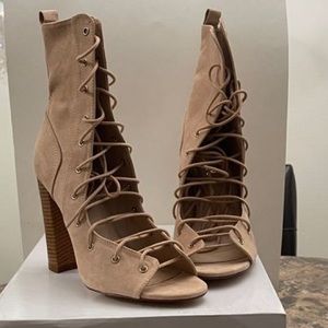 Lulus lace up open toe bootie